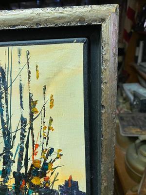 MID-CENTURY ABSTRACT CITYSCAPE SIGNED MCM