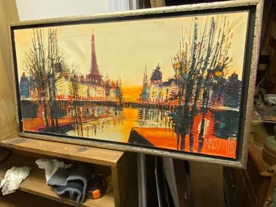 MID-CENTURY ABSTRACT CITYSCAPE SIGNED MCM