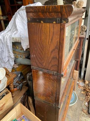 Antique Oak Three Stack Barrister Bookcase