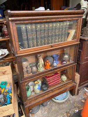 Antique Oak Three Stack Barrister Bookcase