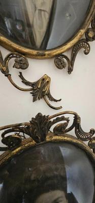 Two Victorian Photos in ornate Gilt Frames Handsome Man, Smiling Woman