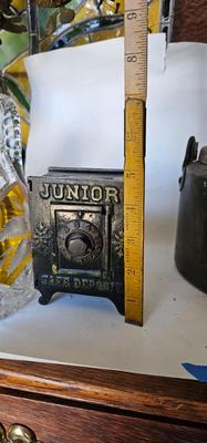 Nice Old Original Cast Iron "Junior Safe Deposit" Coin Penny Bank 1892! Rare!