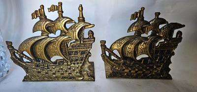 Pair of Vintage Brass Nautical ship Bookends Very