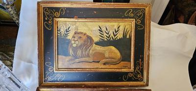 Vintage Lion and Tiger Oil Paintings by Eden