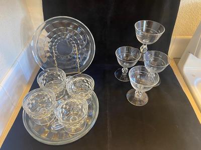 TIARA GLASS HOSTESS SET AND DESSERT DISHES