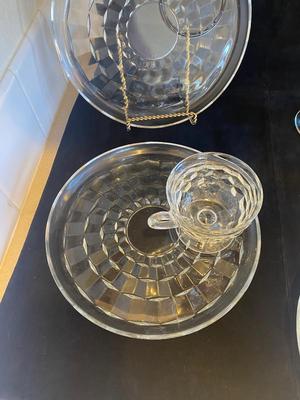 TIARA GLASS HOSTESS SET AND DESSERT DISHES