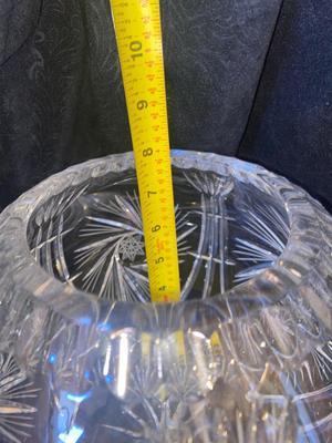 BIG BEAUTIFUL VTG BOHEMIAN CZECH HAND CUT LEAD CRYSTAL ROSE BOWL