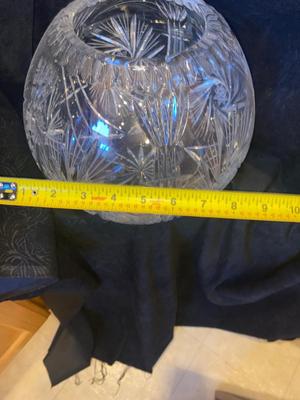 BIG BEAUTIFUL VTG BOHEMIAN CZECH HAND CUT LEAD CRYSTAL ROSE BOWL
