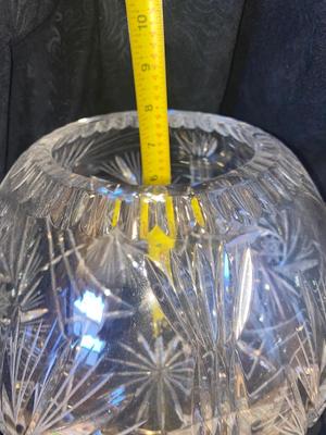 BIG BEAUTIFUL VTG BOHEMIAN CZECH HAND CUT LEAD CRYSTAL ROSE BOWL