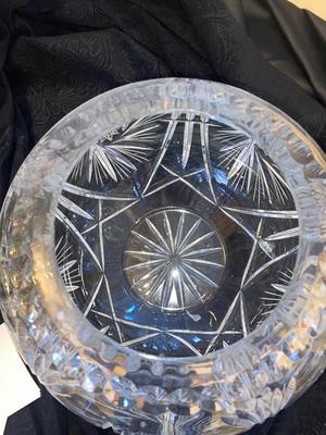 BIG BEAUTIFUL VTG BOHEMIAN CZECH HAND CUT LEAD CRYSTAL ROSE BOWL