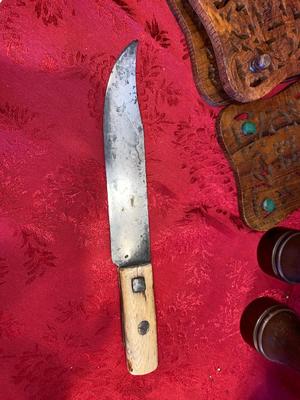 MEAT GRINDER, SALT SHAKER, AND PEPPERMILL, RUSTIC KNIFE AND MORE