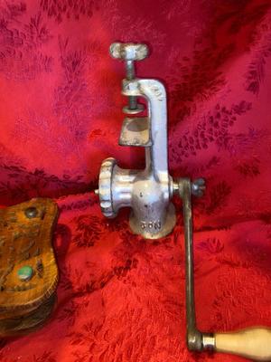 MEAT GRINDER, SALT SHAKER, AND PEPPERMILL, RUSTIC KNIFE AND MORE