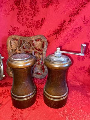 MEAT GRINDER, SALT SHAKER, AND PEPPERMILL, RUSTIC KNIFE AND MORE
