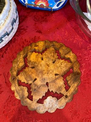 WICKER TORTILLA WARMER, NARROW PLASTIC PLATTER, PYREX BOWLS, HOT PLATE