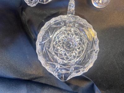 BREATHTAKING VTG LEAD CRYSTAL SALT AND PEPPER, SHAKERS, CREAMER AND SUGAR BOWL