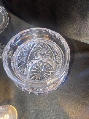BREATHTAKING VTG LEAD CRYSTAL SALT AND PEPPER, SHAKERS, CREAMER AND SUGAR BOWL