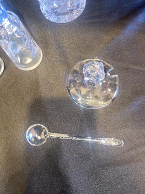 BREATHTAKING VTG LEAD CRYSTAL SALT AND PEPPER, SHAKERS, CREAMER AND SUGAR BOWL
