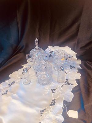 LEAD CRYSTAL DISHES AND TABLE RUNNER