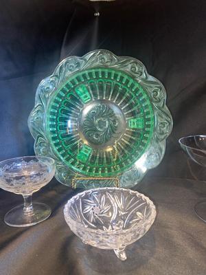 DEPRESSION, GLASS, A DOILY AND LEAD CRYSTAL