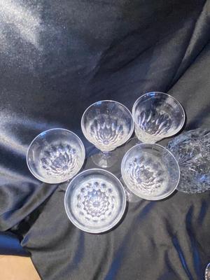 EXQUISITE LEAD CRYSTAL PITCHER AND STEMWARE