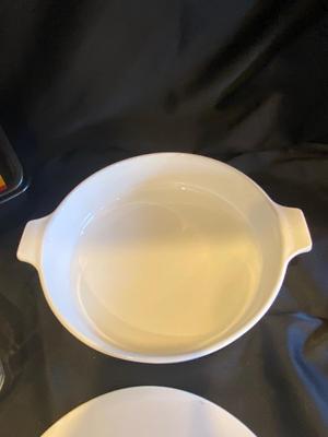 CORNING WARE BUFFET SERVER, GLASS AND TIN BREAD PANS
