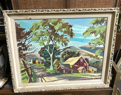 Vintage paint by numbers country scene