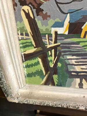 Vintage paint by numbers country scene