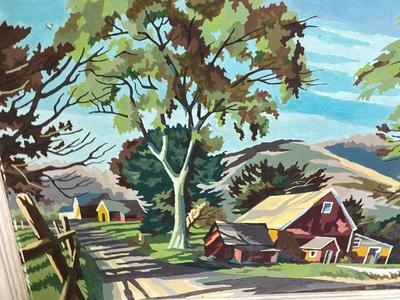 Vintage paint by numbers country scene