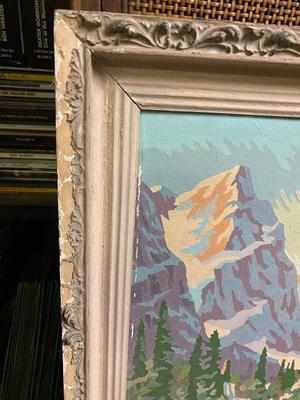vintage paint by numbers fishing scene