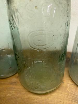 4 Antique Ball Mason Patent Nov 30th 1858 Quart Canning Jar With ZINC Lid LOT #2