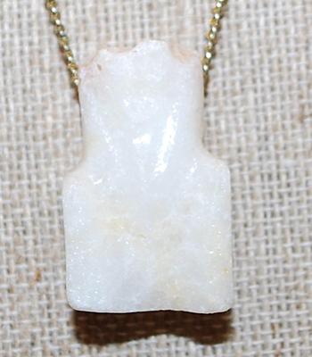 White Marble-Style Aztecan PENDANT (1¼" x ¾") with a Gold Tone Necklace Chain 13" L