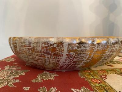 STANGL Pottery Hand Painted 22K Gold Shark Eye Snail Shell Dish