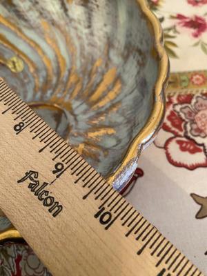 STANGL Pottery Hand Painted 22K Gold Shark Eye Snail Shell Dish
