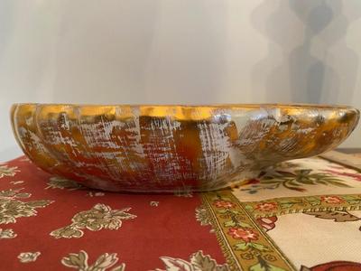 STANGL Pottery Hand Painted 22K Gold Shark Eye Snail Shell Dish