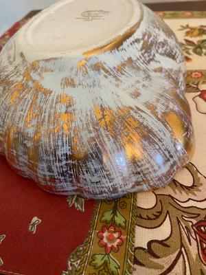 STANGL Pottery Hand Painted 22K Gold Shark Eye Snail Shell Dish