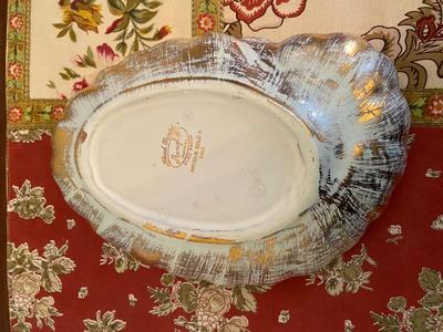 STANGL Pottery Hand Painted 22K Gold Shark Eye Snail Shell Dish