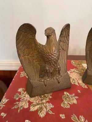 Set of 2 Vintage American Bald Eagle Bookends Cast Brass
