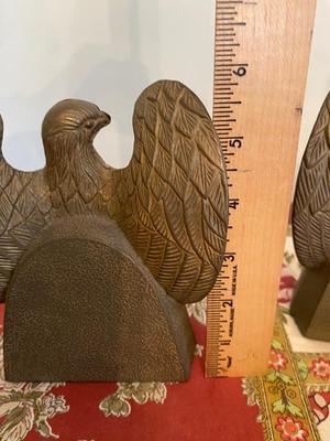 Set of 2 Vintage American Bald Eagle Bookends Cast Brass