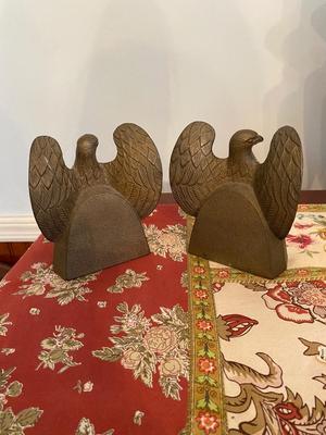 Set of 2 Vintage American Bald Eagle Bookends Cast Brass