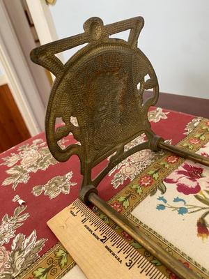VINTAGE ART NOUVEAU LADY EXPANDING SLIDING RACK BRONZE GILT BOOKENDS