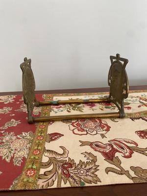 VINTAGE ART NOUVEAU LADY EXPANDING SLIDING RACK BRONZE GILT BOOKENDS