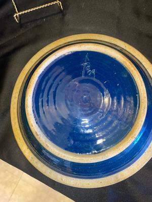 PFALTZGRAFF COFFEE POT, SIGNED POTTERY PIE PAN AND SIGNED BOWL