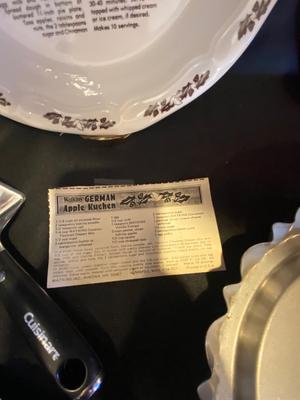 ALL THE NECESSARY ITEMS EXCEPT THE INGREDIENTS TO MAKE A GERMAN APPLE PIE