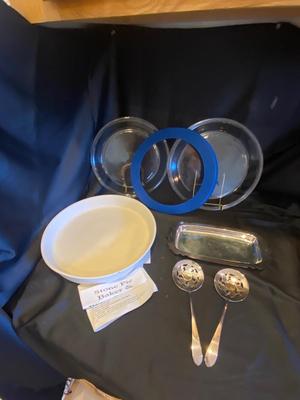 AN ARRAY OF PIE bAKING ITEMS, BRAND NEW STONE BAKING DISH AND MORE!