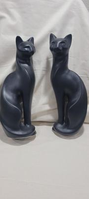 Pair of Maddux black ceramic cats