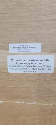 Makers Mark signed bourbon barrell head sign