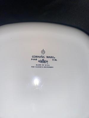 CORNING WARE BAKING DISHES AND ENAMEL WARE BREAD PAN