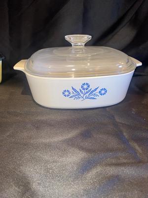 CORNING WARE BAKING DISHES AND ENAMEL WARE BREAD PAN