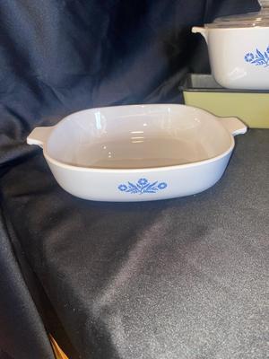 CORNING WARE BAKING DISHES AND ENAMEL WARE BREAD PAN