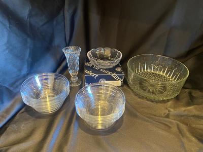 A VARIETY OF GLASS BOWLS